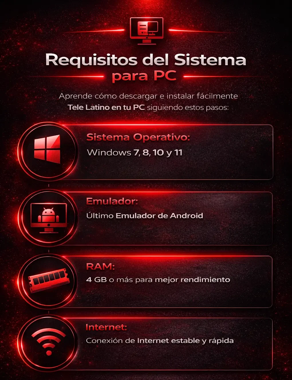 Descargar Tele Latino APK para PC Gratis Última Versión 2026 con Emulador 5 requirements for PC